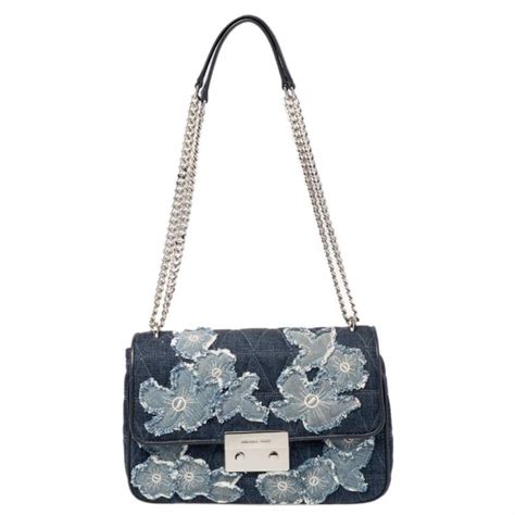 michael michael kors sloan editor embroidered denim shoulder bag